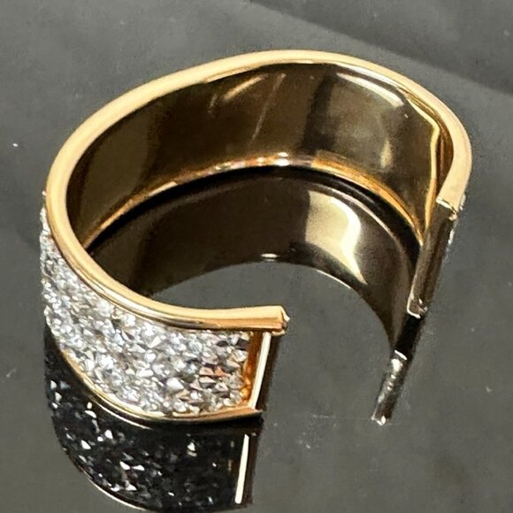 Silver Cuff Bracelet Wide Statement Glittery NWT Gift Club Party Bling Gold - Picture 7 of 9